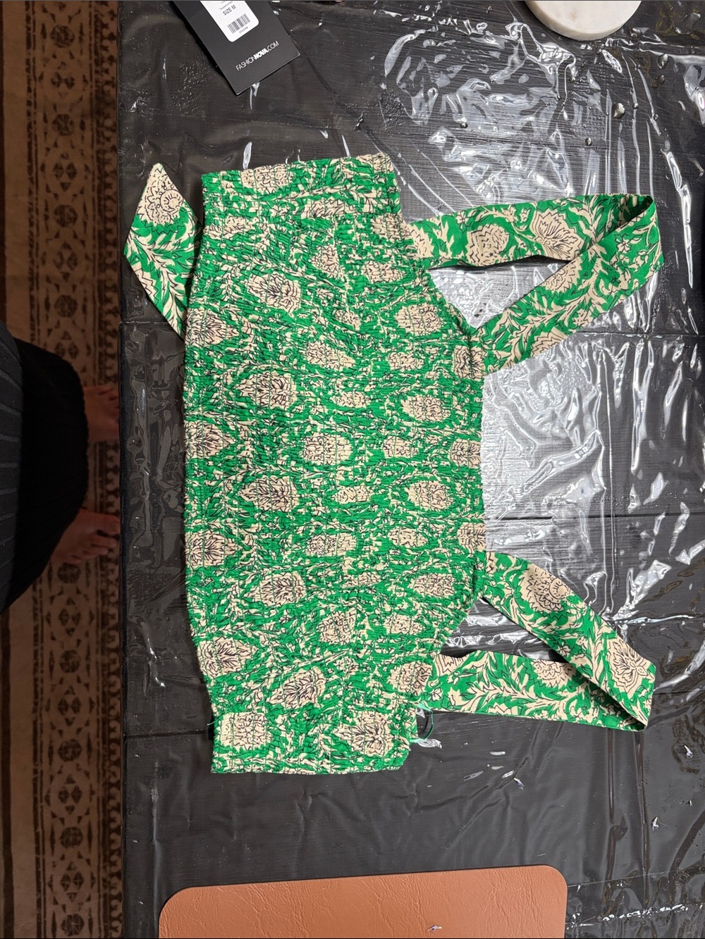 House of Harlow 1960 Green and Cream Floral Crop Top